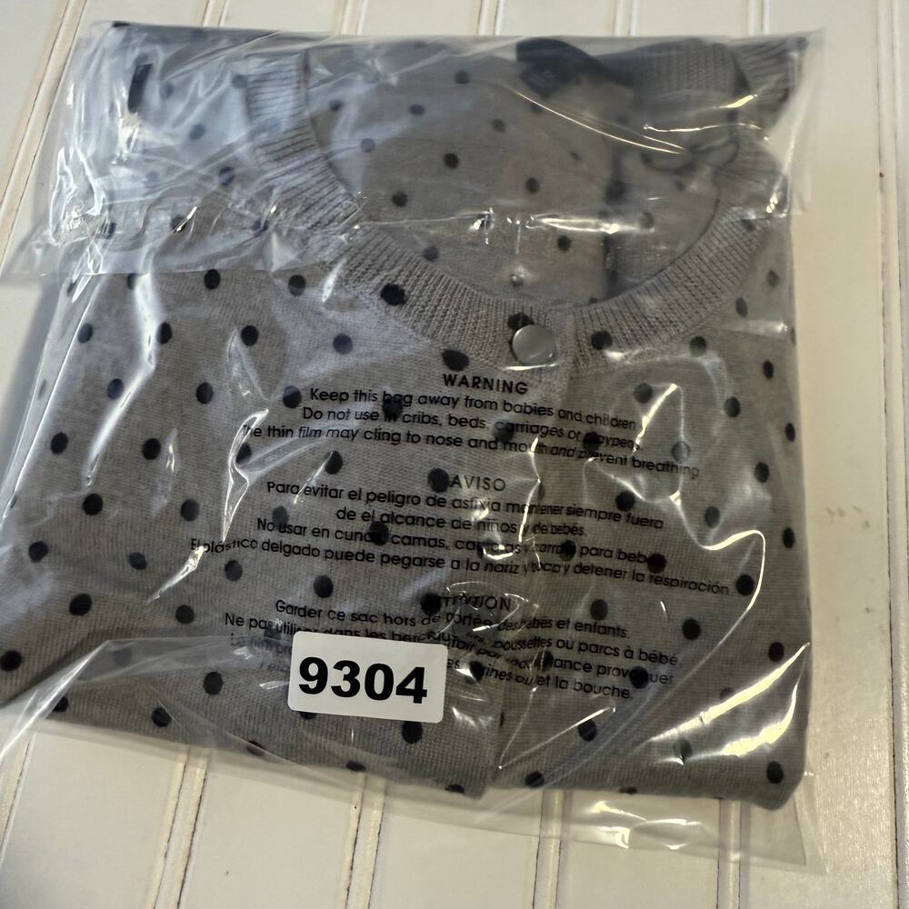 Talbots Gray Black Polkadot Pure Merino Wool Cardigan Size 1X - Picture 9 of 9